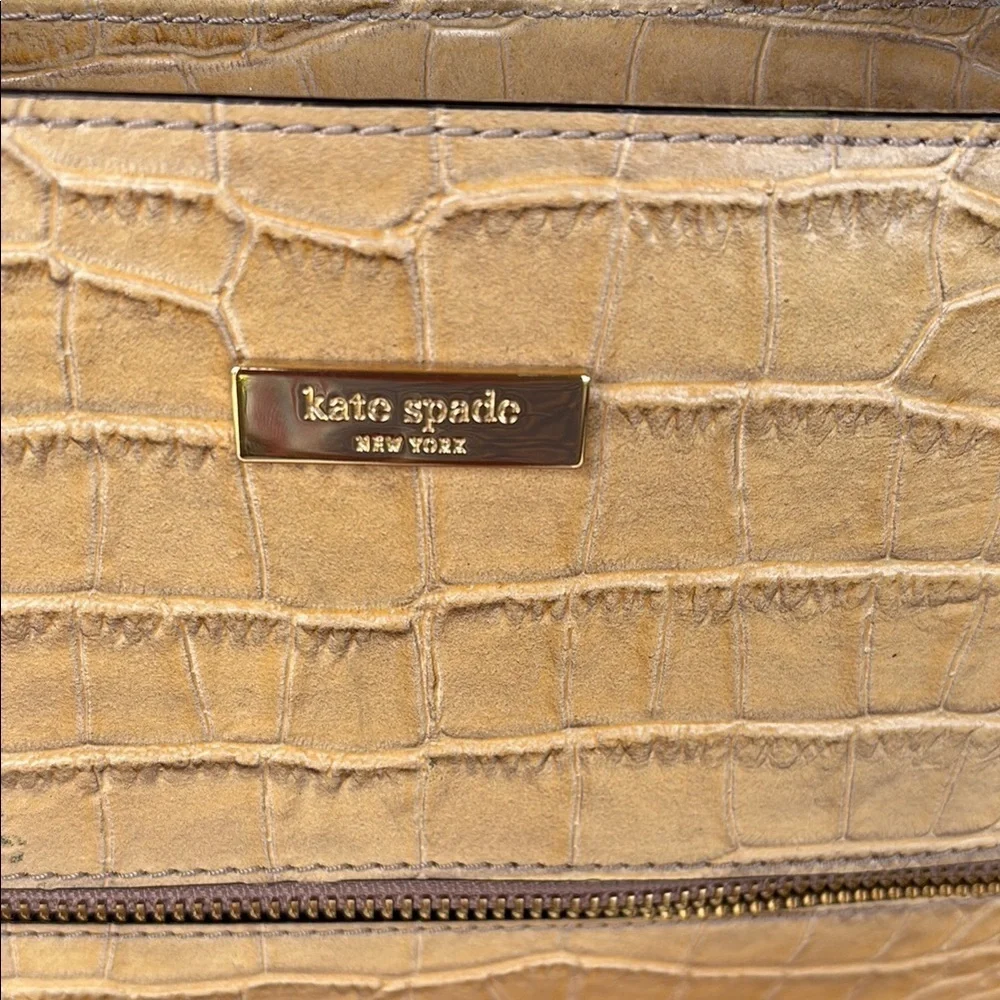 Kate Spade Beige Crocodile Embossed Bag
